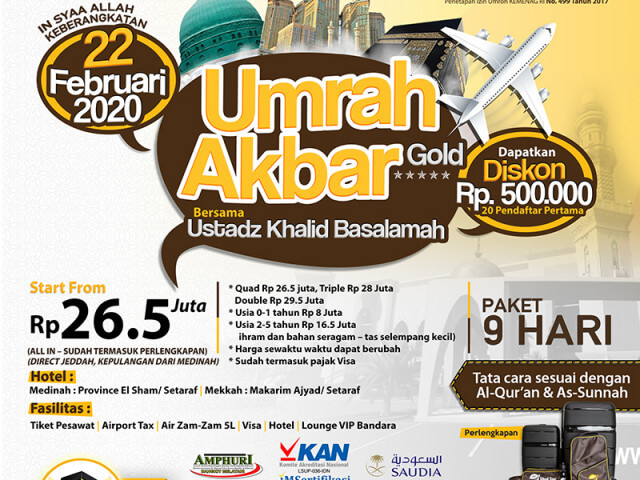 Gold Umroh Akbar 22 Februari 2019 Bersama Ustadz Khalid Basalamah